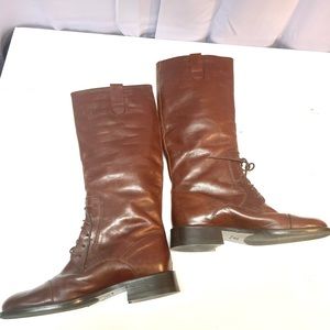 Joan and David Brown Riding Boots with Laces